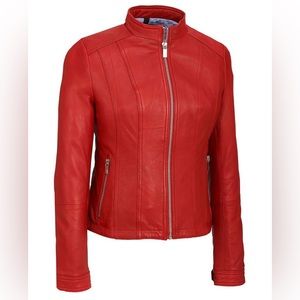 Wilson Leather / Black Rivot Red Plus Size 100% Leather Jacket
